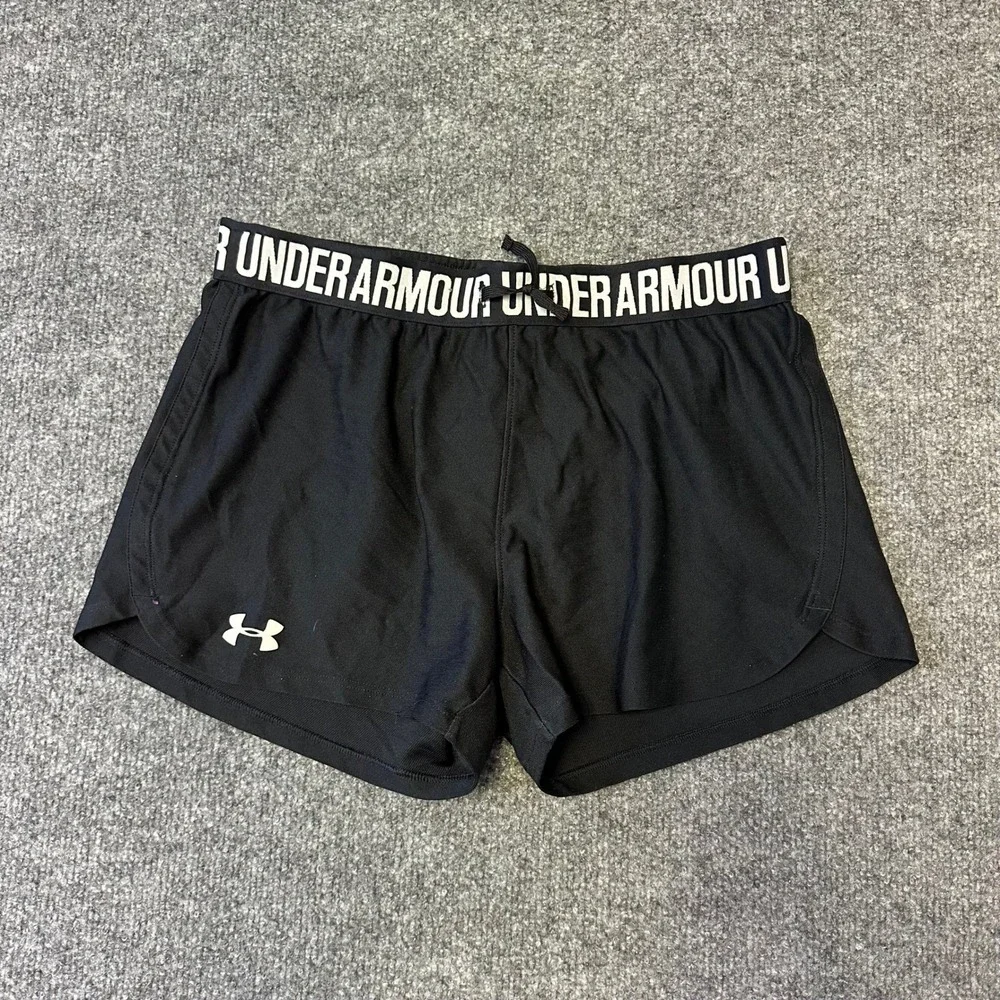 Under Armour Athletic Shorts Womens Size S Black Elastic Waistband Gym Running